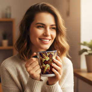 Buntglas-Stil Kreuz Jesus ist König Kaffee  Tasse