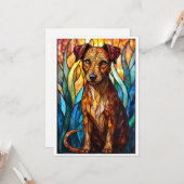 Buntglas-Stil Mischlingshund Flach Karte (Vorderseite/Rückseite Beispiel)