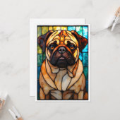 Buntglas-Stil Mops-Hund Karte (Vorderseite/Rückseite Beispiel)