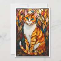 Buntglas-Stil Orange Katze Blaue Augen Flach
