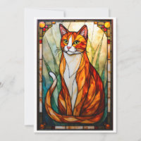 Buntglas-Stil Orange Katze Grüne Augen Flach
