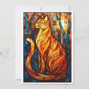 Buntglas-Stil Orange Katze  Karte