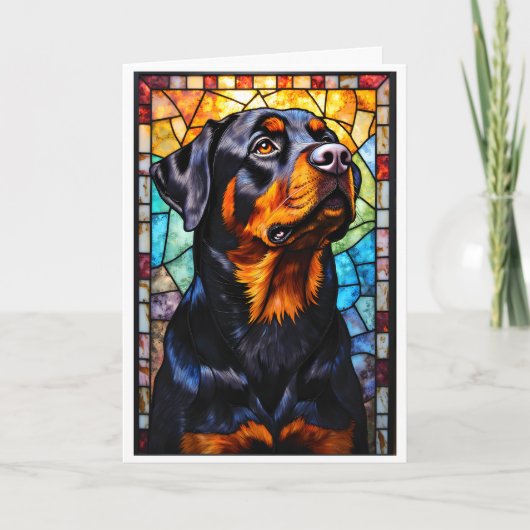 Buntglas-Stil Rottweiler-Hund Karte (Vorderseite)