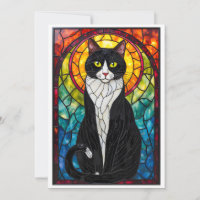 Buntglas-Stil Schwarz Weiß Smoking-Katze Flach