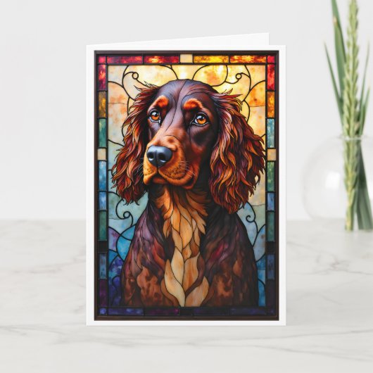 Buntglas-Stil Setter Spaniel Hund Karte (Vorderseite)