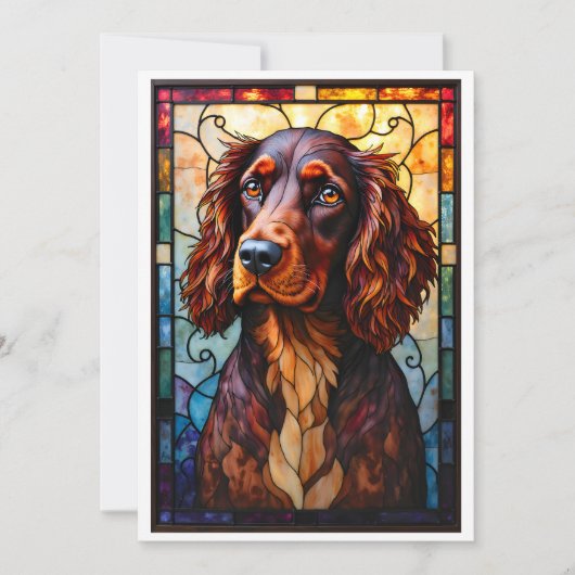 Buntglas-Stil Setter Spaniel Hund Karte (Vorderseite)