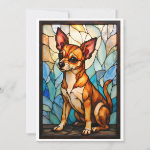 Buntglas-Stil Tan Chihuahua Hund Karte