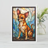 Buntglas-Stil Tan Chihuahua-Hund Karte (Stehend Vorderseite)