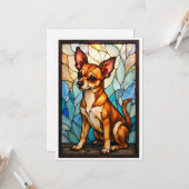Buntglas-Stil Tan Chihuahua-Hund Karte (Vorderseite/Rückseite Beispiel)