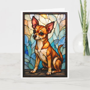 Buntglas-Stil Tan Chihuahua-Hund Karte