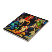 Buntglas-Stil-Weihnachtskrippe Fliese (Seite)