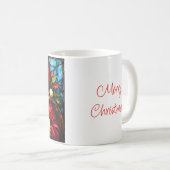 Buntglas-Stil Weihnachtsmann mit Geschenk Kaffeetasse (VorderseiteRechts)