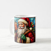 Buntglas-Stil Weihnachtsmann mit Geschenk Kaffeetasse (Vorderseite Links)
