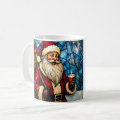 Buntglas-Stil Weihnachtsmann mit Kerze  Kaffeetasse (Vorderseite Links)