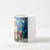 Buntglas-Stil Weihnachtsmann mit Kerze  Kaffeetasse (Mittel)