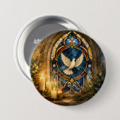 Buntglas-Tauben-Weihnachtsfenster Button (Vorne & Hinten)