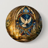 Buntglas-Tauben-Weihnachtsfenster Button (Vorderseite)