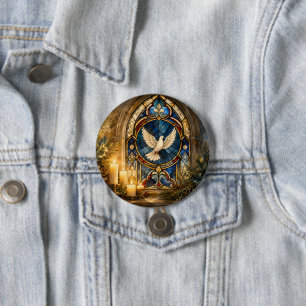 Buntglas-Tauben-Weihnachtsfenster Button