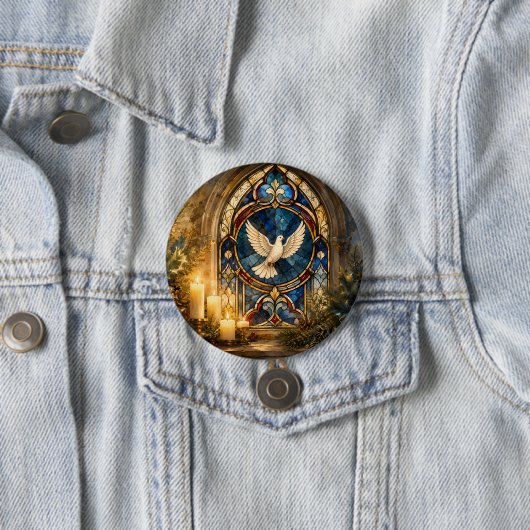 Buntglas-Tauben-Weihnachtsfenster Button (Beispiel)