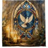 Buntglas-Tauben-Weihnachtsfenster Duschvorhang (Vorderseite)