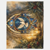 Buntglas-Tauben-Weihnachtsfenster Fleecedecke (Vorderseite)