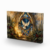 Buntglas-Tauben-Weihnachtsfenster Fotoblock (Rechts)
