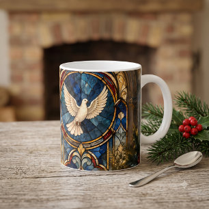 Buntglas-Tauben-Weihnachtsfenster Kaffeetasse