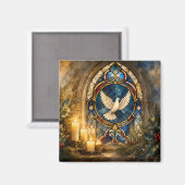 Buntglas-Tauben-Weihnachtsfenster Magnet (Vorderseite/Rückseite)
