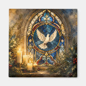 Buntglas-Tauben-Weihnachtsfenster Magnet (Vorne)
