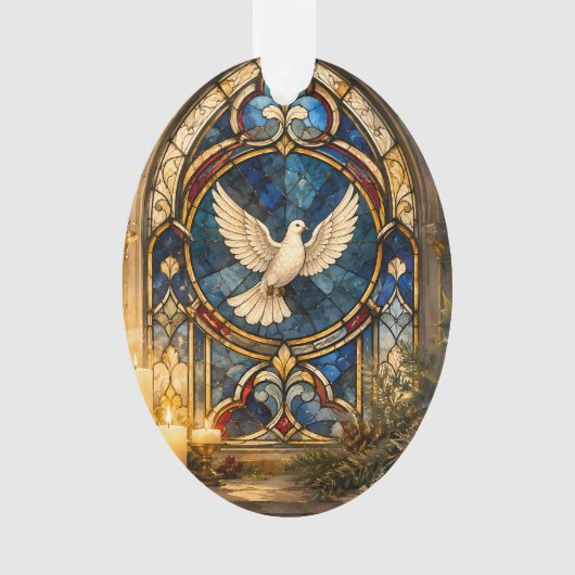 Buntglas-Tauben-Weihnachtsfenster Ornament (Vorderseite)