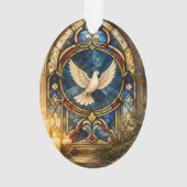 Buntglas-Tauben-Weihnachtsfenster Ornament (Rückseite)