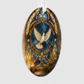 Buntglas-Tauben-Weihnachtsfenster Ornament (Vorderseite)