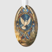 Buntglas-Tauben-Weihnachtsfenster Ornament (Vorderseite)