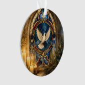 Buntglas-Tauben-Weihnachtsfenster Ornament (Vorderseite)