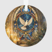 Buntglas-Tauben-Weihnachtsfenster Ornament (Rückseite)