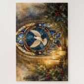 Buntglas-Tauben-Weihnachtsfenster Puzzle (Vertikal)