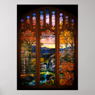 Buntglas Tiffany-Optik viktorianisch elegant Poster