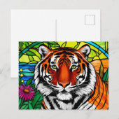 Buntglas-Tiger Postkarte (Vorne/Hinten)