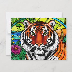 Buntglas-Tiger  Postkarte