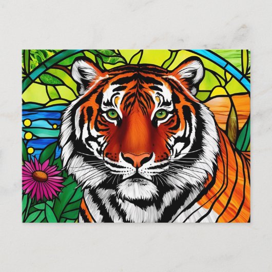Buntglas-Tiger Postkarte (Vorderseite)
