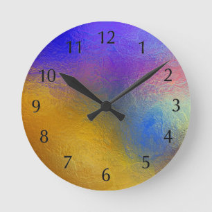 Buntglas, transparentes buntes glänzendes Fenster Runde Wanduhr