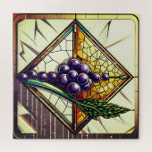 Buntglas-Trauben und Weizen-Illustration Puzzle (Horizontal)