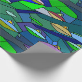 Buntglas-UFO-Alien-Muster-Wrap-Papier Geschenkpapier (Ecke)