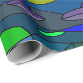 Buntglas-UFO-Alien-Muster-Wrap-Papier Geschenkpapier (Rolleneckpunkt)