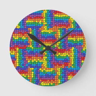 Buntglas-Uhr Runde Wanduhr