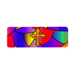 Buntglas und Kreuz religiös