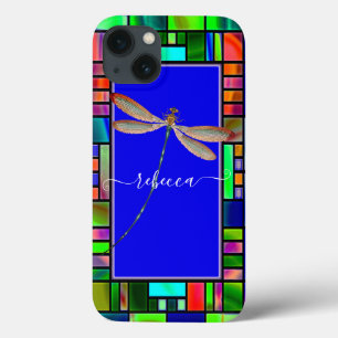 Buntglas und Libelle personalisiert Case-Mate iPhone Hülle