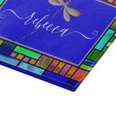 Buntglas und Libelle personalisiert  Schneidebrett (Ecke)