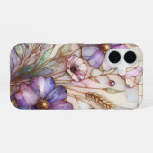 Buntglas-Veilchen-Blume iPhone 16 Hülle (Rückseite (Horizontal))