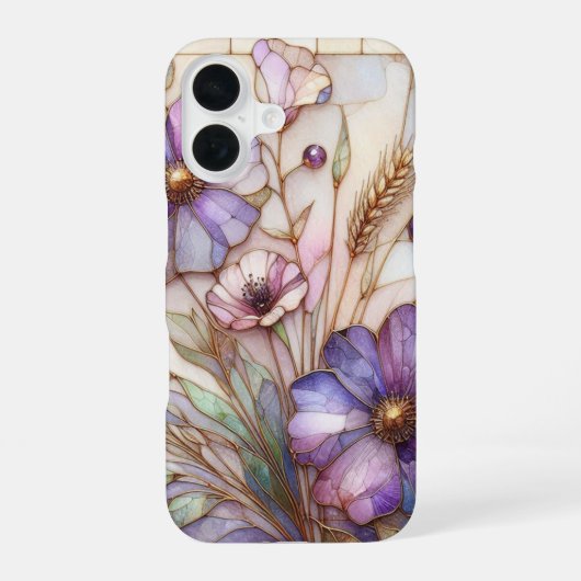 Buntglas-Veilchen-Blume iPhone 16 Hülle (Rückseite)